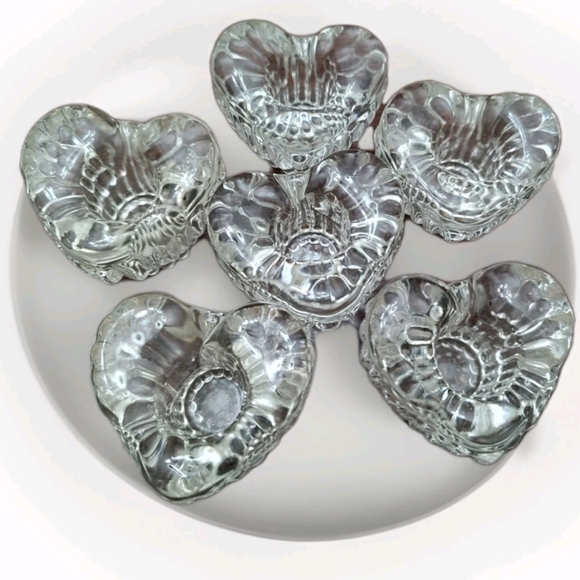 Vtg Beacon Hill (6) Heart Shaped Glass Tapered Candle Holders Cottage Core Boho - Picture 1 of 10